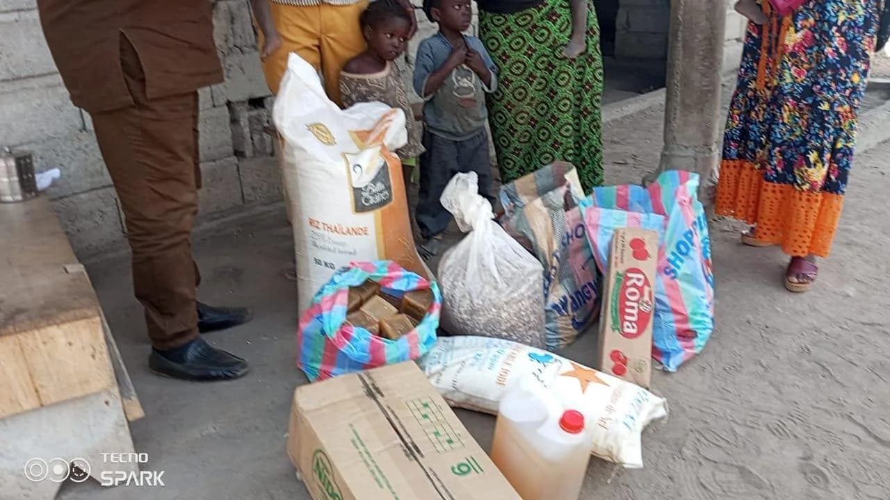 Essential food supplies delivered to the Bello family